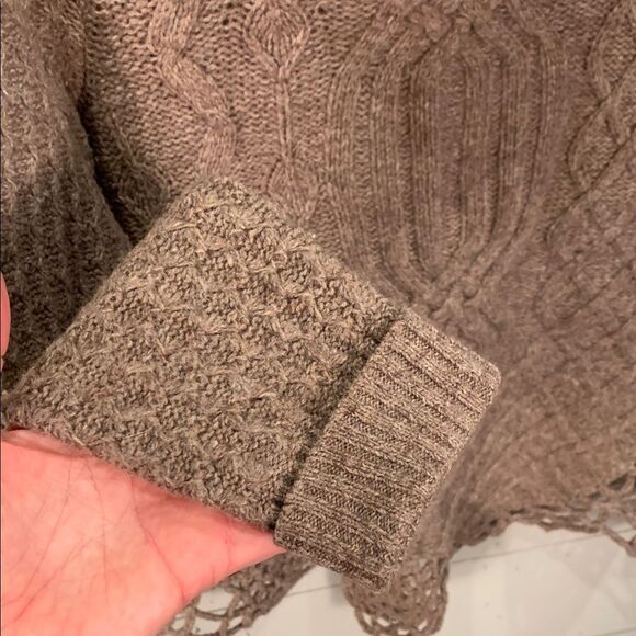 Moth Anthropologie cable knit lacy trim wool blend sweater size small - Picture 5 of 8